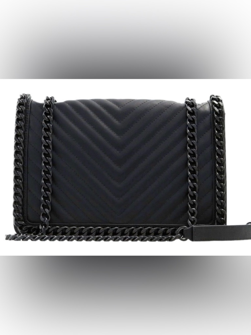 AlDO Black Quilted Chevron Chain Shoulder Bag